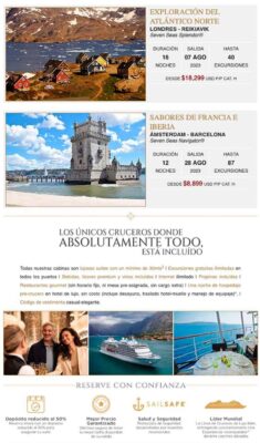 Salidas itinerarios selectos Regent Seven Seas