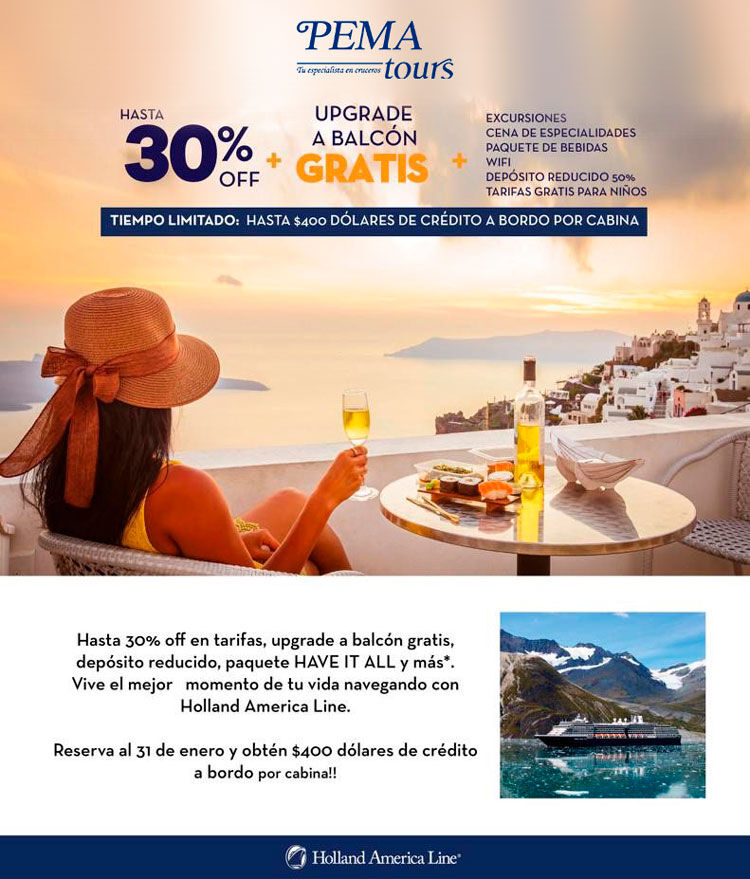información promoción wave offer Holland America Line