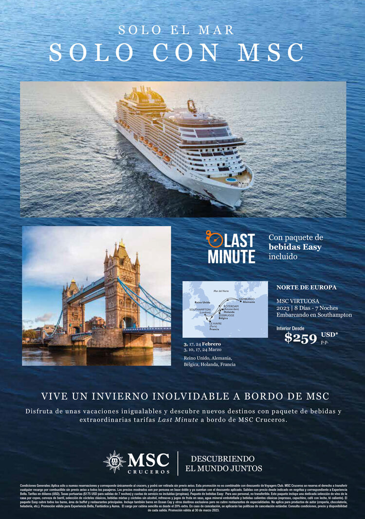 Ejemplos Norte Europa MSC Cruceros promoción Last Minute