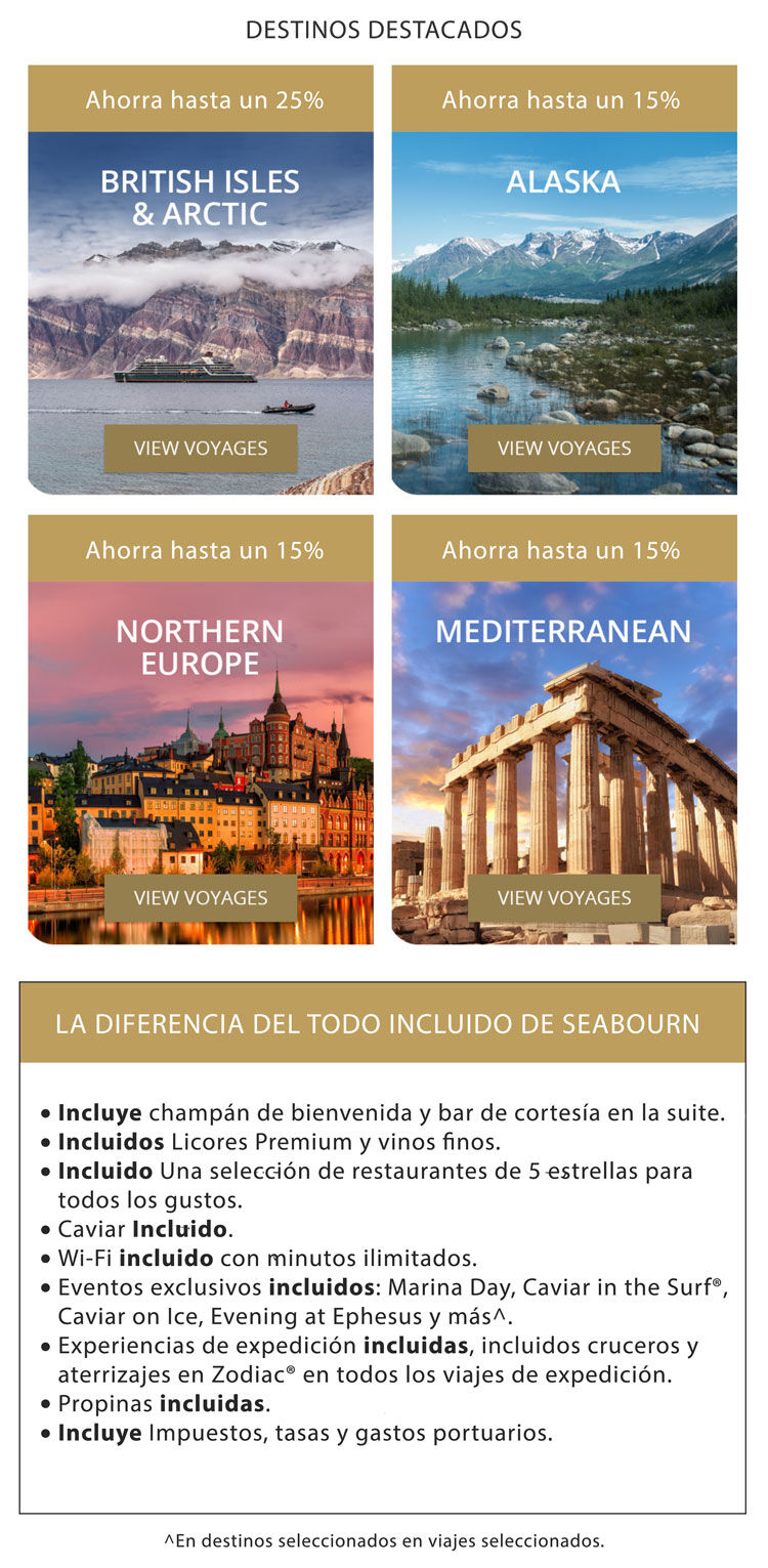 destino que aplican con su descuento Seabourn