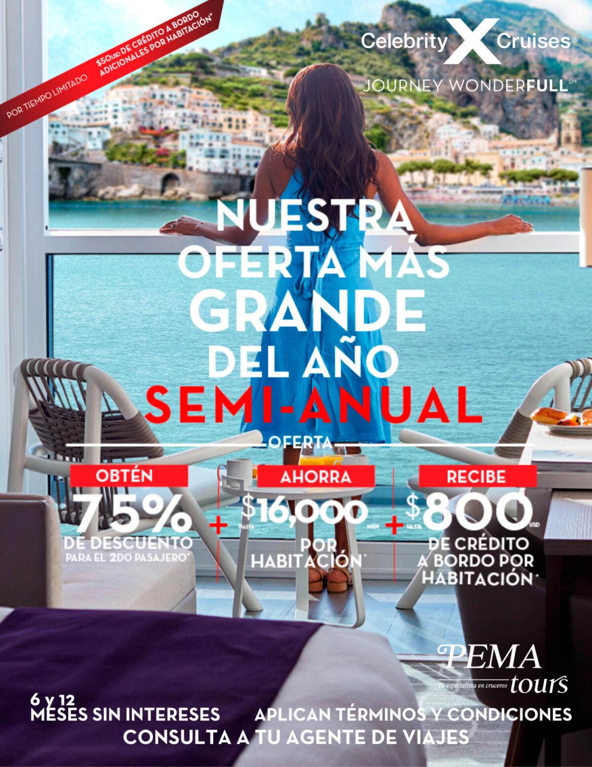 imagen de la promoción Celebrity Cruises
Por Tiempo Limitado Crédito a bordo