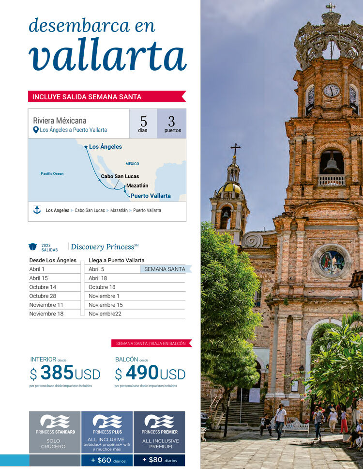 Itinerario Princess Cruises México Los Ángeles, Puerto Vallarta, tarifas, fechas