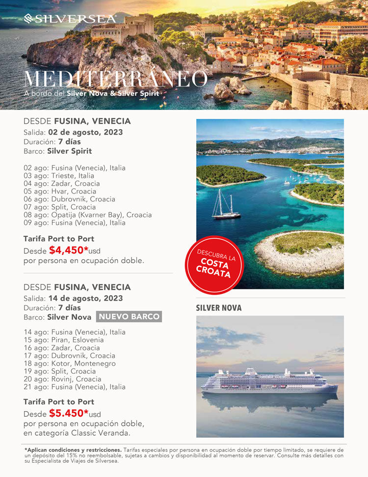 Itinerarios mediterráneo silversea