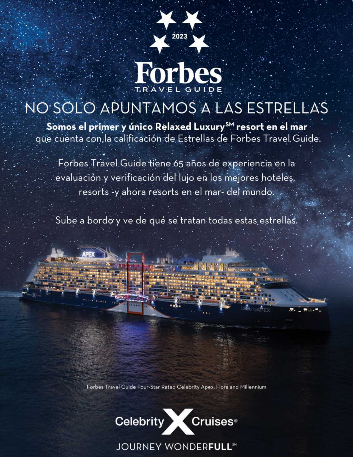 imagen del barco apex de Celebrity Cruises, Forbes Travel Guide 