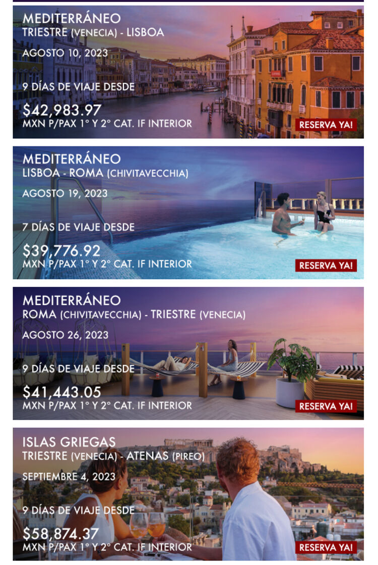 Salidas por temporada inaugural a bordo del Norwegian Viva por Europa