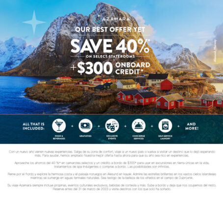 Descripción de la promoción la mejor oferta de todos los tiempos con descuentos Azamara Club Cruises