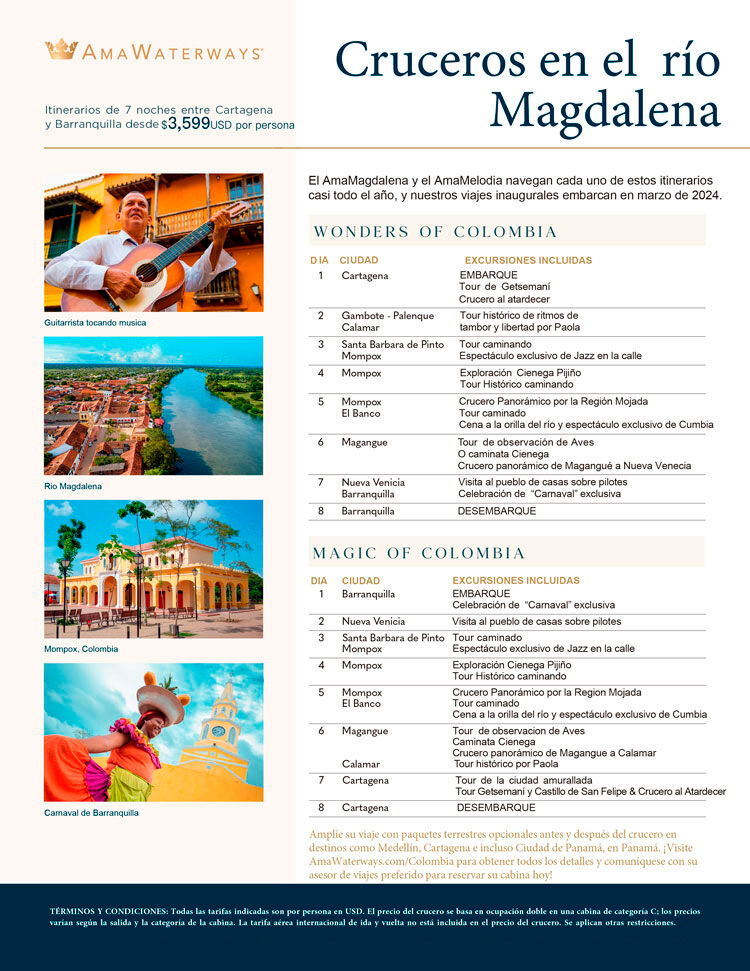 Detalle de los dos itinerarios del nuevo itinerario Río Magdalena