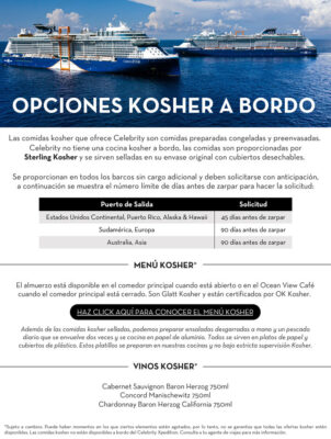 comida a bordo kosher celebrity cruises