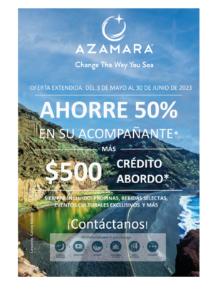 Azamara, lazaronte, islas Canarias, Oferta ahorro 50% y $500 USD crédito a bordo
