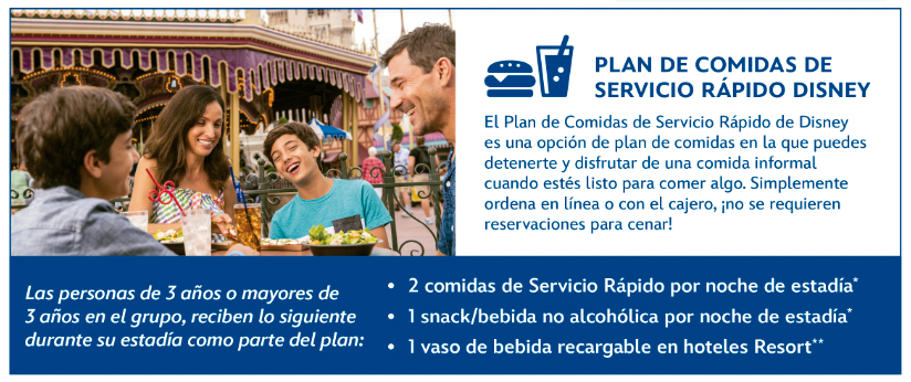 familia feliz disfrutando de alimentos en Disney 