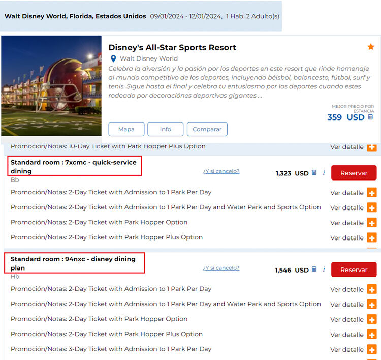 ejemplo paquetes de comida en disney world paquete quick service dining y disney dining plan
