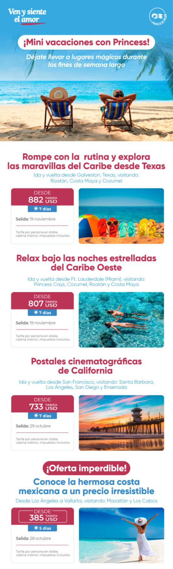 Salidas cortas con Princess Cruises fin de semana