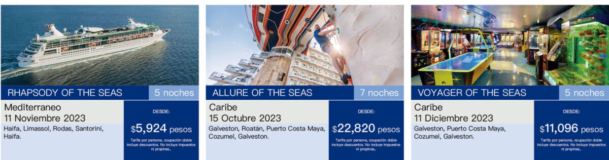 salidas itinerarios para caribe, mediterraneo con Royal Caribbean