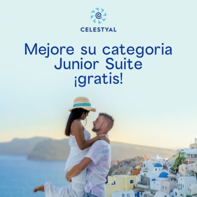 pareja en santorini feliz celestyal cruises