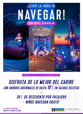 promoción royal caribbean 10% de descuento en salidas selectas harmony of the seas, voyager of the seas, explorer of the seas