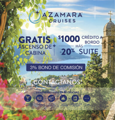 Bono de comision con los agentes de viajes con Azamara Cruises