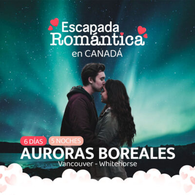 Auroras Boreales, pareja, hombre, mujer, beso en la frente, Canadá