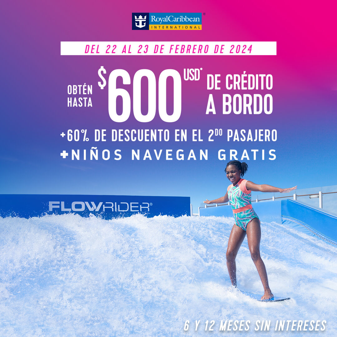 oferta exclusiva por tiempo limitado con Royal Caribbean crédito a bordo