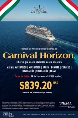 Carnival Horizon salida para Septiembre naviera Carnival Cruises